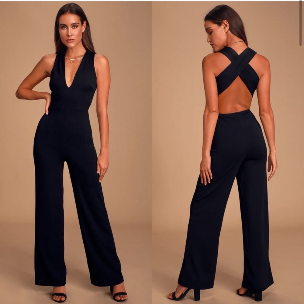 Lulus Thinking Out Loud Plunge Backless Jumpsuit